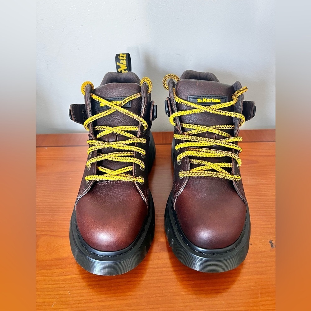 NWOT Dr. Martens Woodard Grizzy Lace Up Ankle Boots In Dark Brown Size 9 Men’s - Picture 2 of 8